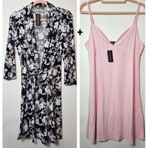 NWT! 2 PCs Tart Intimates Lightweight Robe & Slip Nightie Chemise L Floral